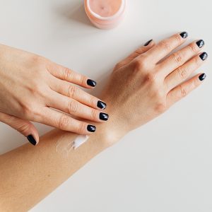 black manicured nails